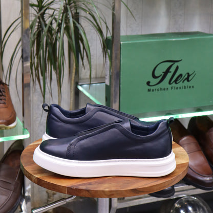 Basket  en Cuir Bleu - Inge