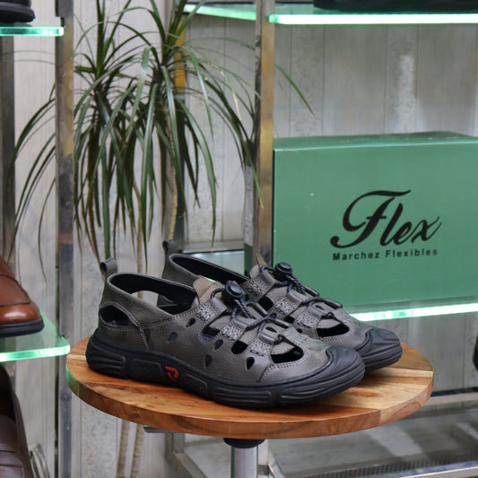 Sandale en Cuir Gris Nubuck -  Austin