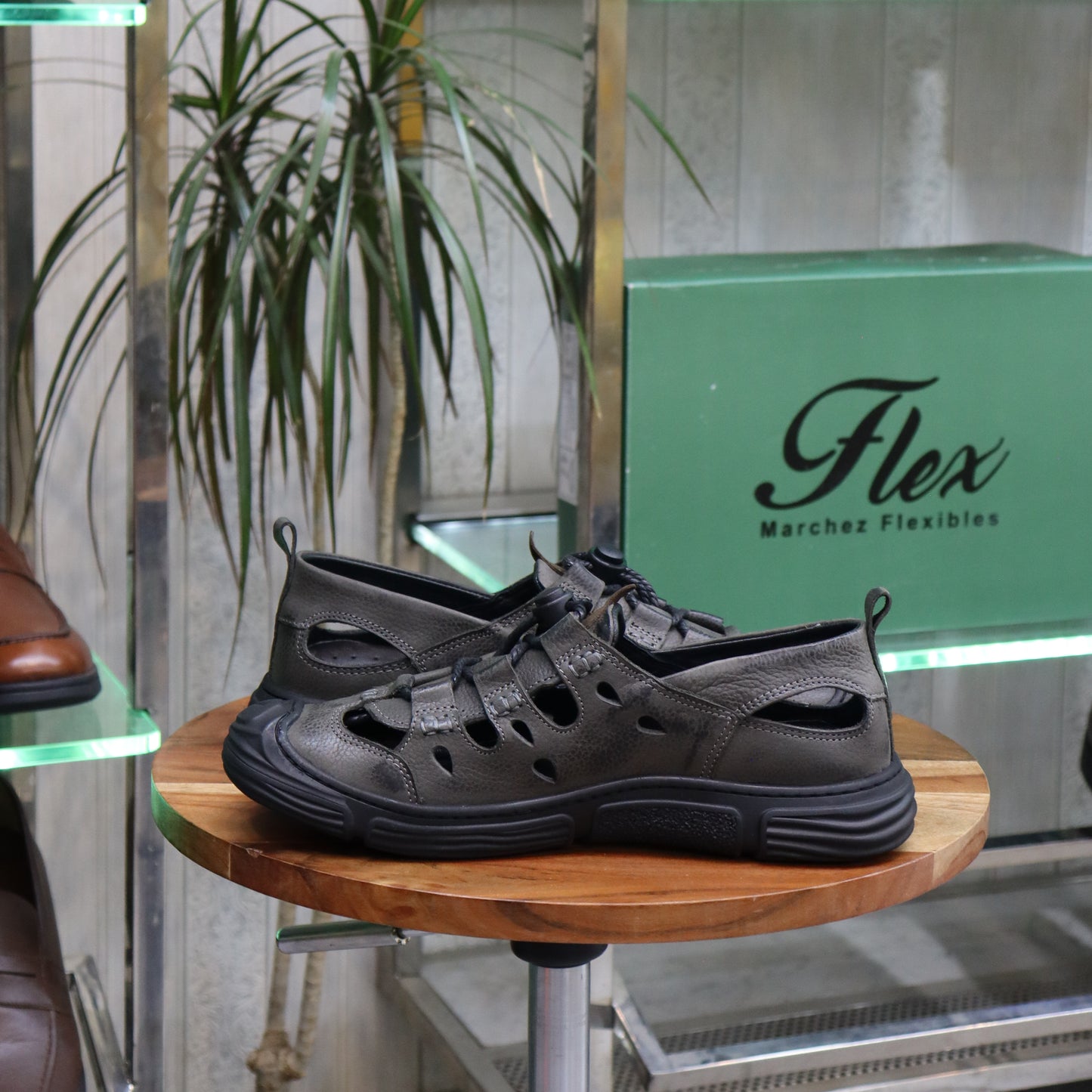 Sandale en Cuir Gris Nubuck -  Austin