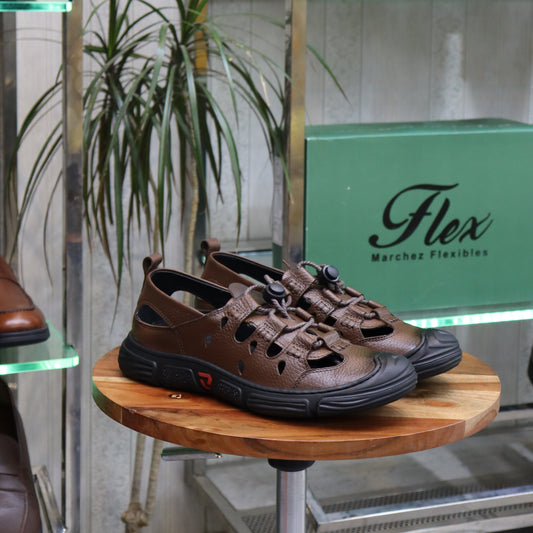 Sandale En Cuir  Tabac  -  Austin
