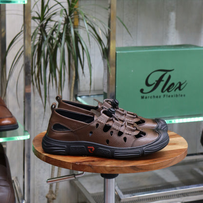 Sandale En Cuir  Tabac  -  Austin