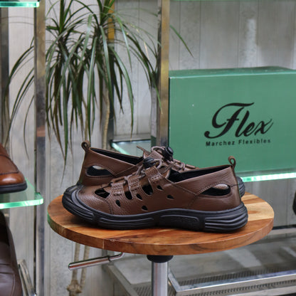 Sandale En Cuir  Tabac  -  Austin