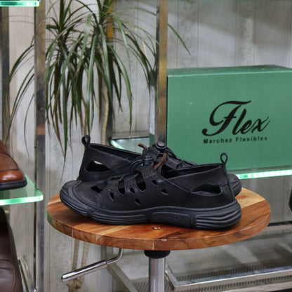 Sandale En Cuir Noir Nubuck-  Austin