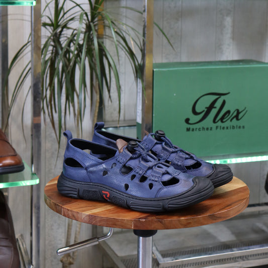 Sandale En Cuir  Bleu Nubuck -  Austin