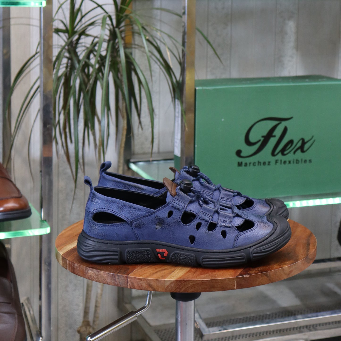 Sandale En Cuir  Bleu Nubuck -  Austin