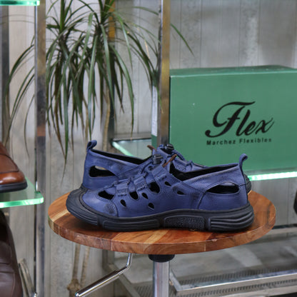 Sandale En Cuir  Bleu Nubuck -  Austin