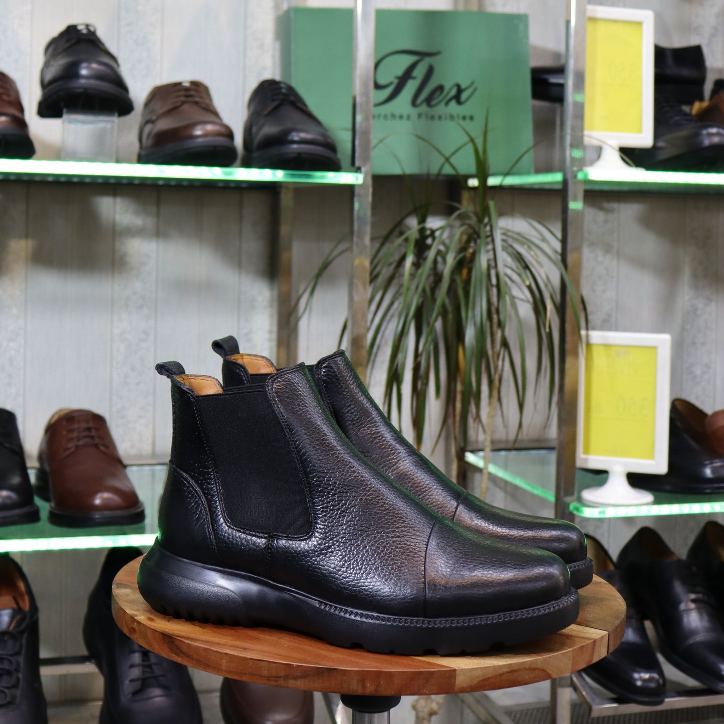 Bottine En Cuir Noir - Tidsi