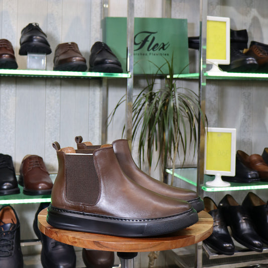 Bottine Chelsea En Cuir Marron- Iris
