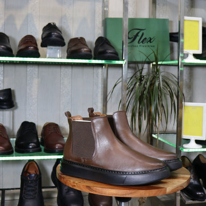 Bottine Chelsea En Cuir Marron- Iris