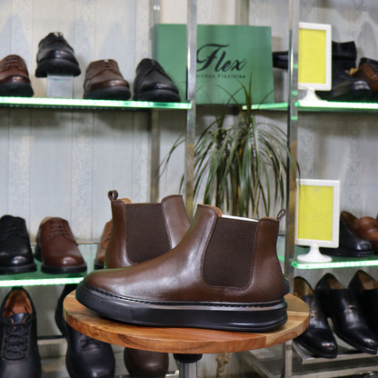 Bottine Chelsea En Cuir Marron- Iris