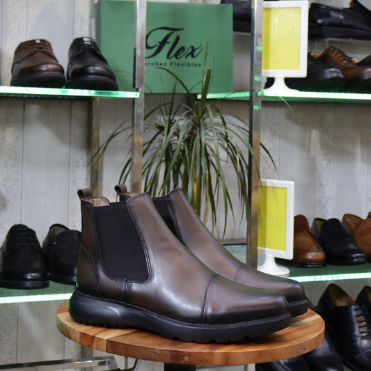 Bottine Chelsea En Cuir Marron Chocolat - Tidsi