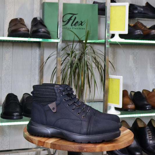 Bottine Chelsea En Cuir Noir Nubuck - Assaka