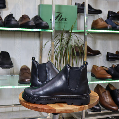 Bottine Chelsea  En Cuir Noir - Farab