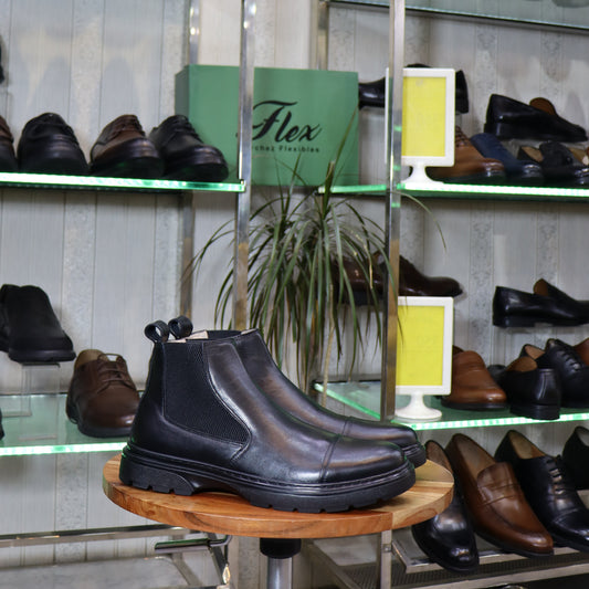 Bottine Chelsea En Cuir Noir -  Mario