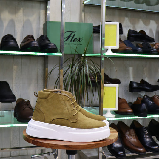 Bottine En Cuir Tabac Daim -  Berroum