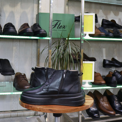 Bottine En Cuir Noir -  Berroum