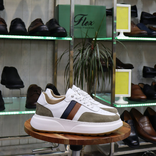Basket  En Cuir Blanc -  Azghar