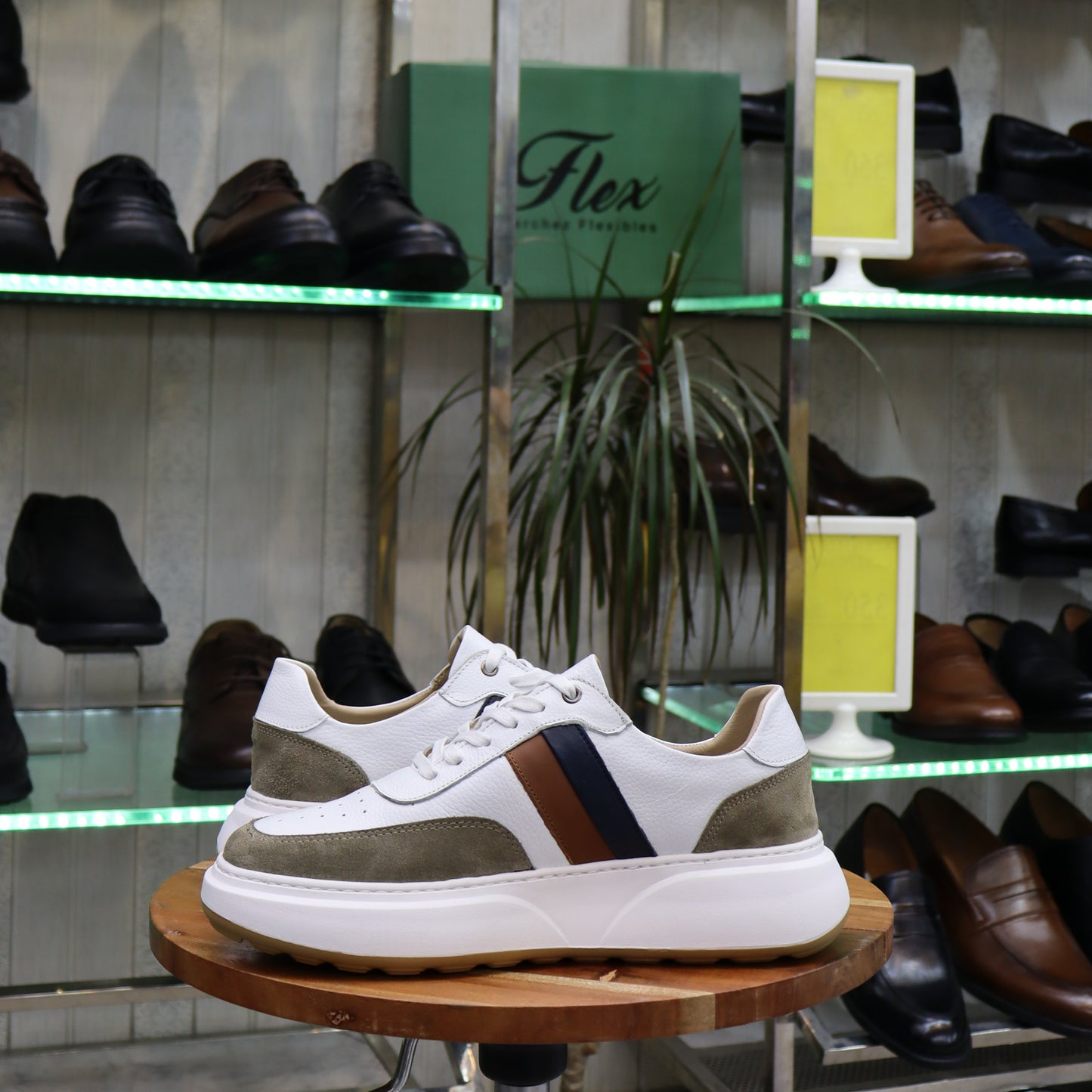 Basket  En Cuir Blanc -  Azghar