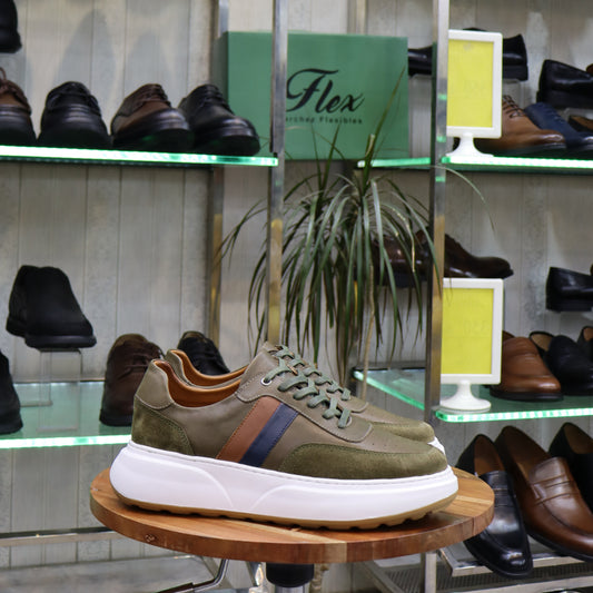 Basket  En Cuir Vert -  Azghar