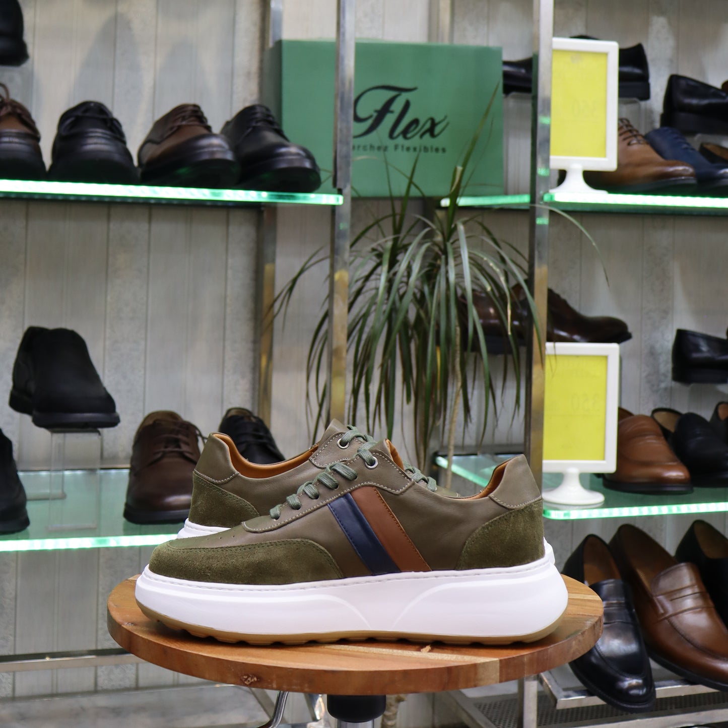 Basket  En Cuir Vert -  Azghar