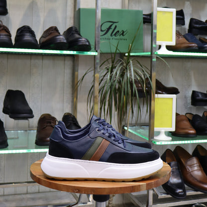 Basket  En Cuir Bleu -  Azghar