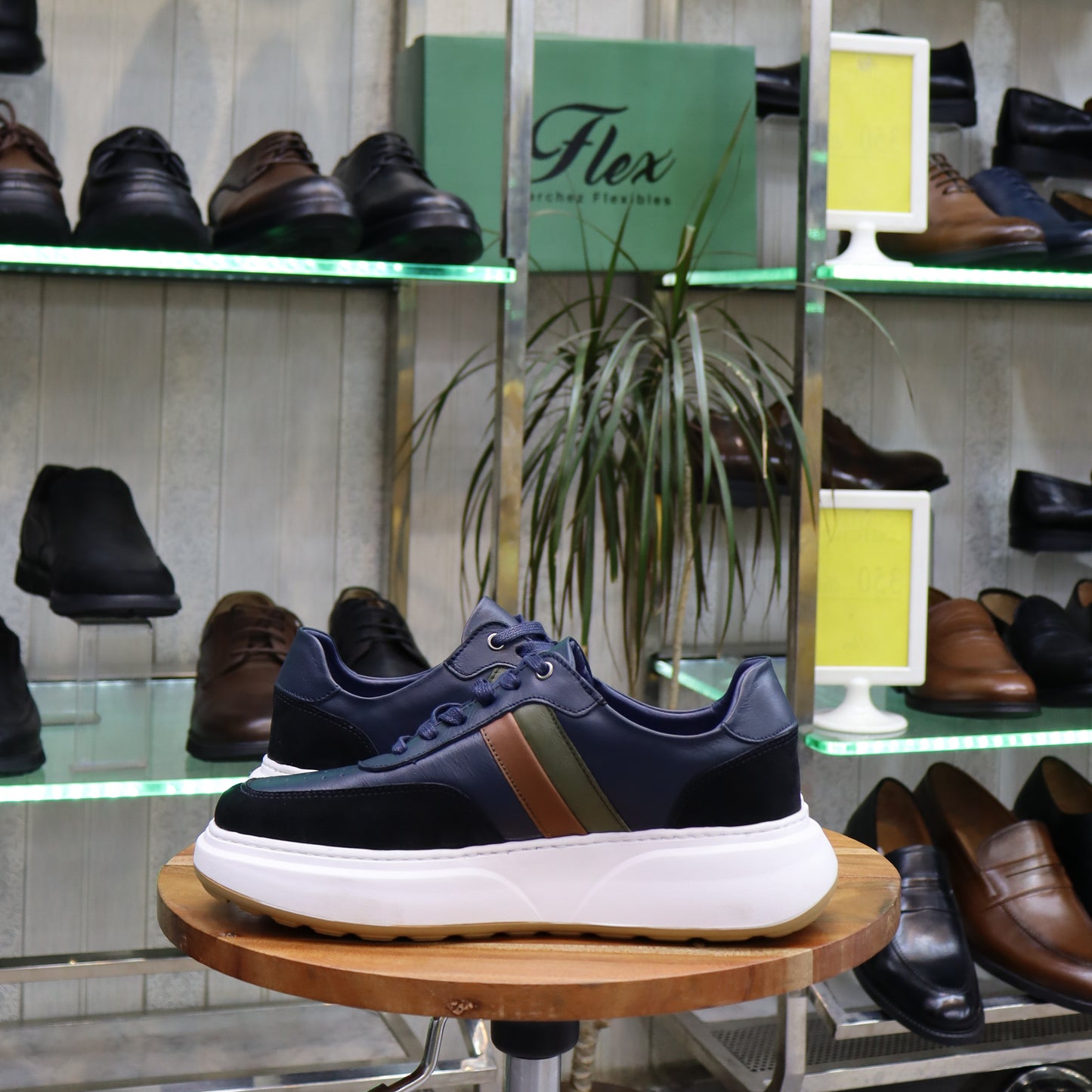 Basket  En Cuir Bleu -  Azghar