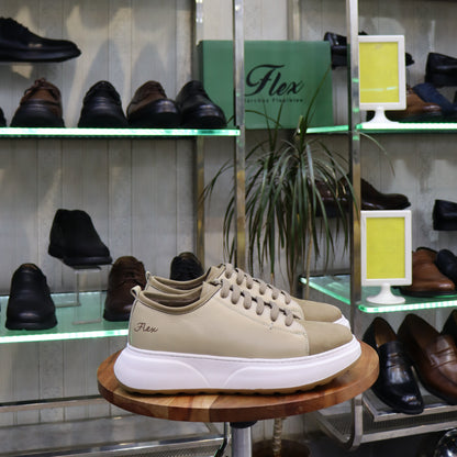 Basket  En Cuir Beige -  Cala