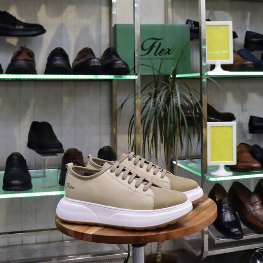 Basket  En Cuir Beige -  Cala