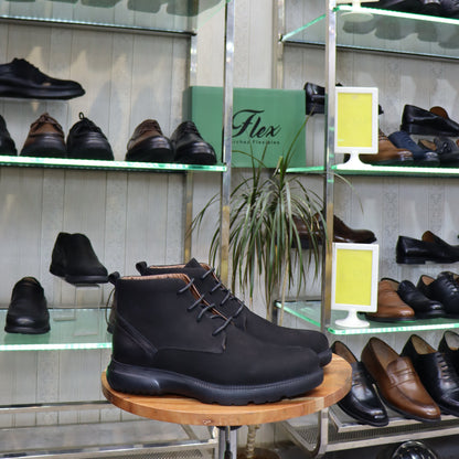 Bottine En Cuir Noir Nubuck - Sart