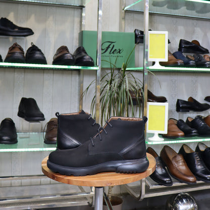 Bottine En Cuir Noir Nubuck - Sart