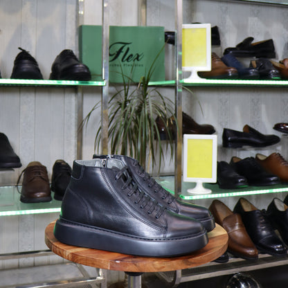 Bottine En Cuir Noir - Kaid