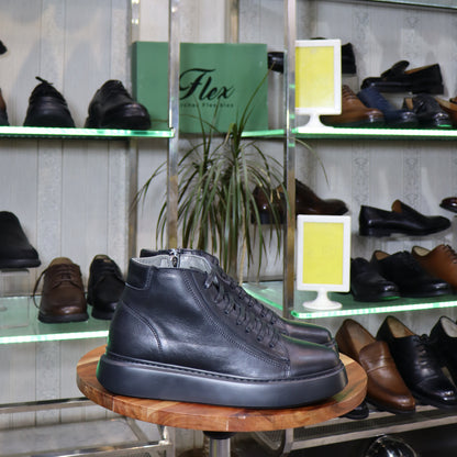 Bottine En Cuir Noir - Kaid