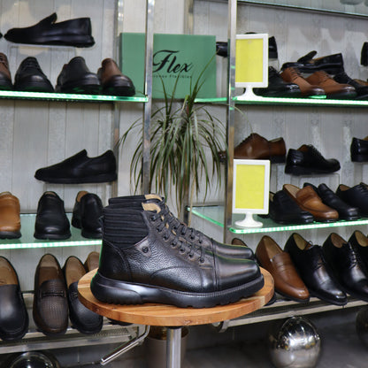 Bottine Chelsea En Cuir Noir  - Assaka