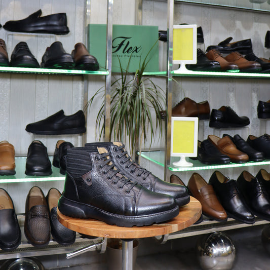 Bottine Chelsea En Cuir Noir  - Assaka