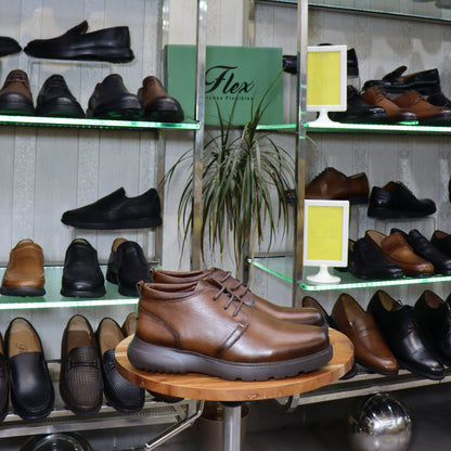 Demi Bottes En Cuir Marron  - Amlil