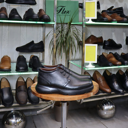 Demi Bottes En Cuir Noir  - Amlil