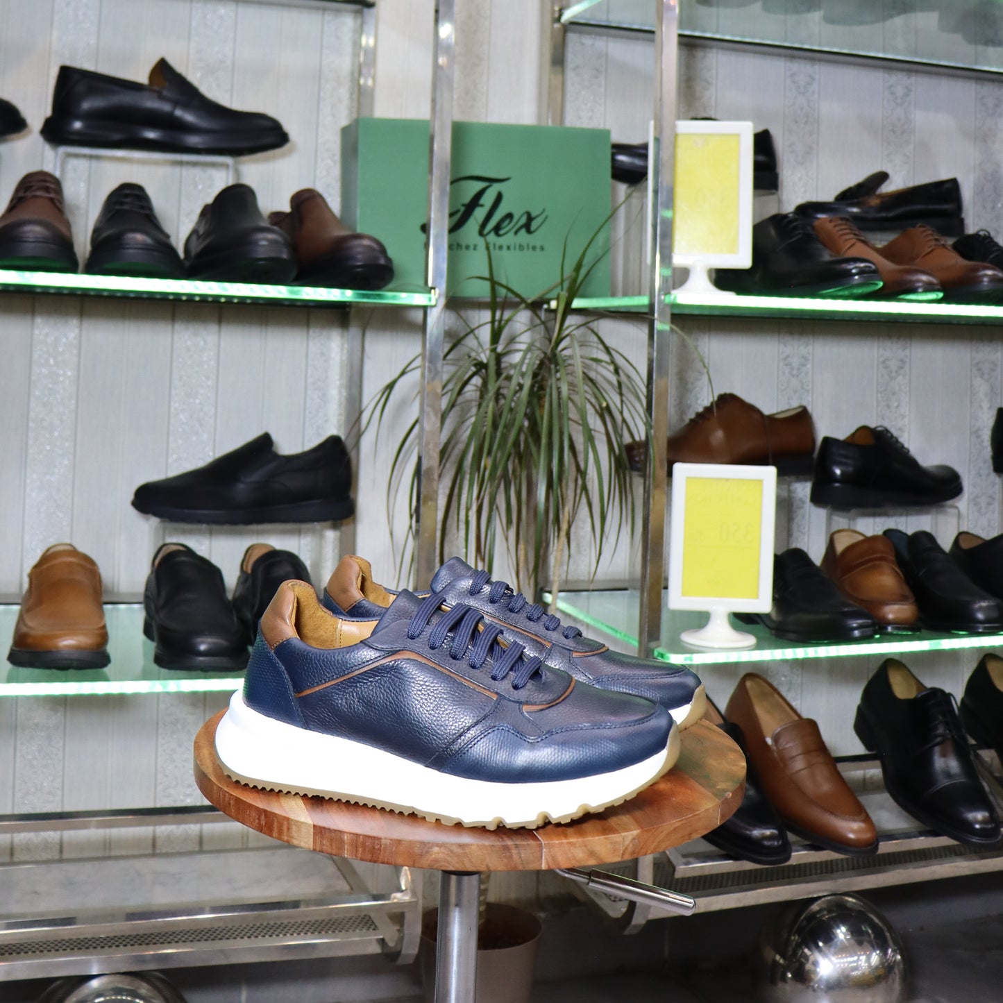 Basket  En Cuir Bleu - Iris