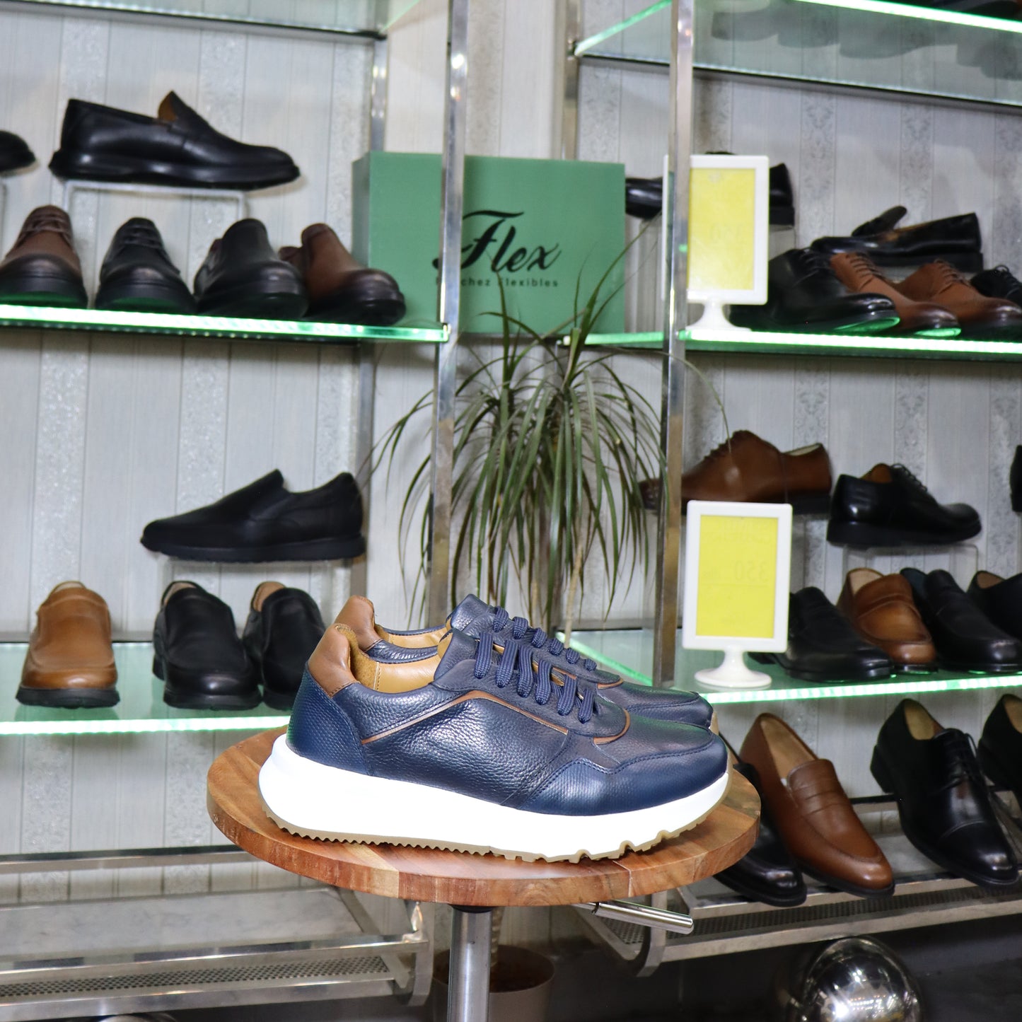 Basket  En Cuir Bleu - Iris