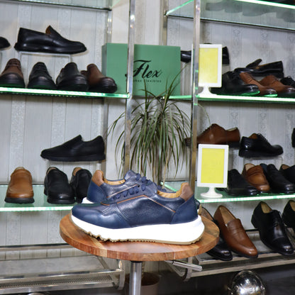 Basket  En Cuir Bleu - Iris