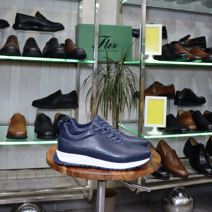 Basket  En Cuir Bleu - Zegga