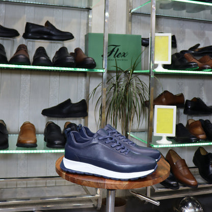 Basket  En Cuir Bleu - Zegga