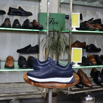 Basket  En Cuir Bleu - Zegga