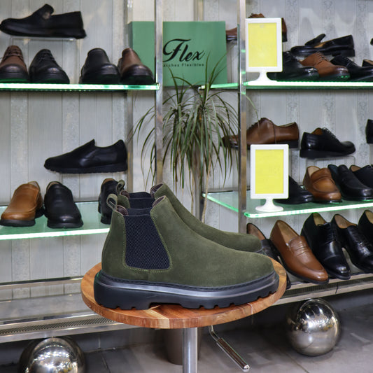 Bottine  En Cuir  daim vert - Trek - Flexshoes