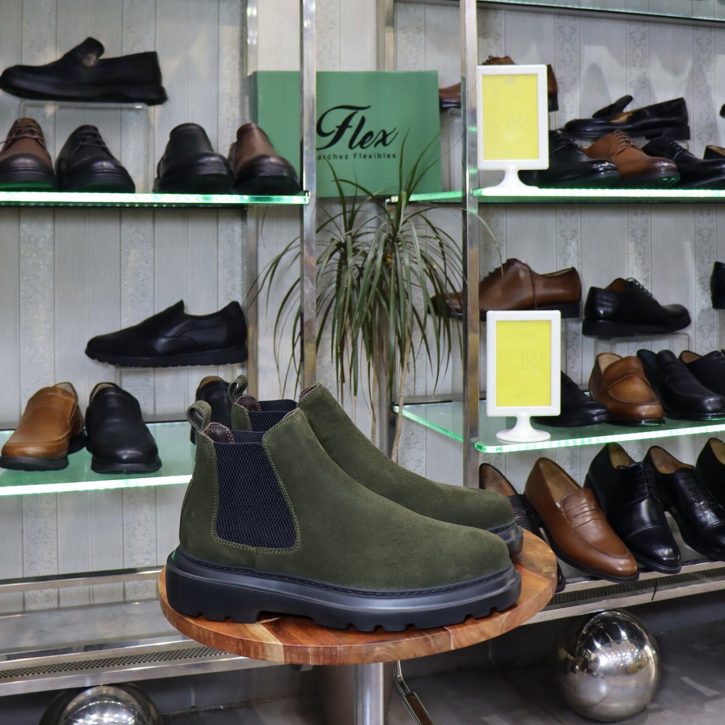 Bottine  En Cuir  daim vert - Trek - Flexshoes