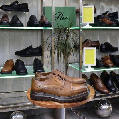 Chaussures Derby Homme En Cuir Tabac – Semelle EVA  FlexShoes - Carlo