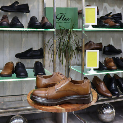 Chaussures Derby Homme En Cuir Tabac – Semelle EVA  FlexShoes - Carlo