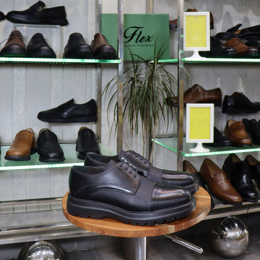 Chaussures Derby Homme En Cuir Noir – Semelle EVA  FlexShoes - Carlo