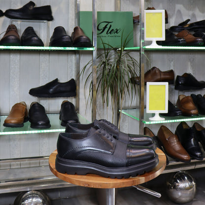 Chaussures Derby Homme En Cuir Noir – Semelle EVA  FlexShoes - Carlo