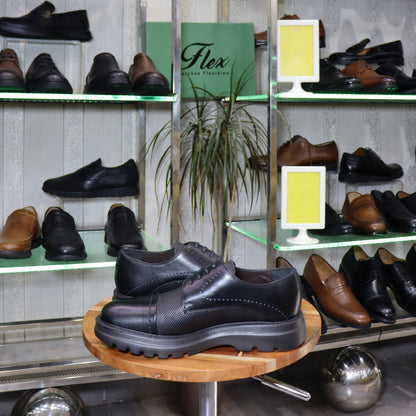 Chaussures Derby Homme En Cuir Noir – Semelle EVA  FlexShoes - Carlo