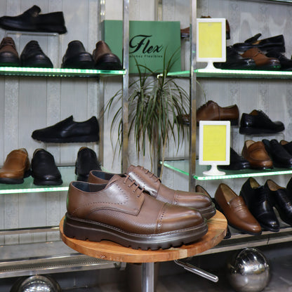 Chaussures Derby Homme En Cuir Marron – Semelle EVA  FlexShoes - Carlo